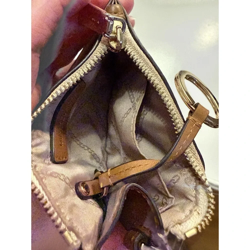 MICHAEL KORS JET‎ SET TRAVEL COIN KEYCHAIN ID POUCH TAN BROWN